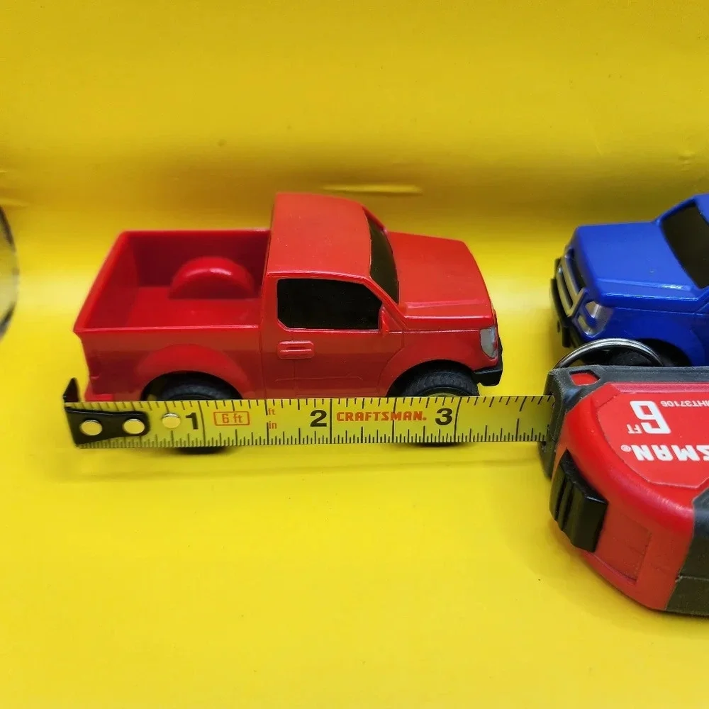 3 Plastic Toy Trucks 3 Inch Red Blue